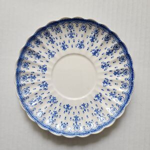 Copeland Spode Fleur de Lis Earthenware Saucer White Blue 5.75" (for 2.25"cup)